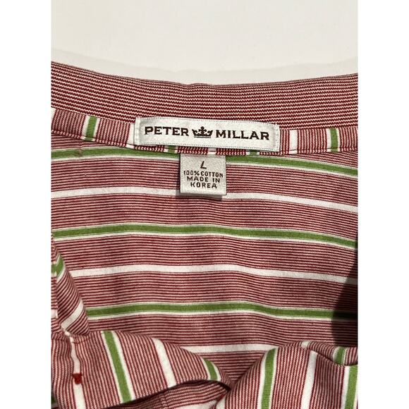 Peter Millar Men's Striped Polo Shirt Size L Preppy Smart Casual Classic Golf - Picture 4 of 7